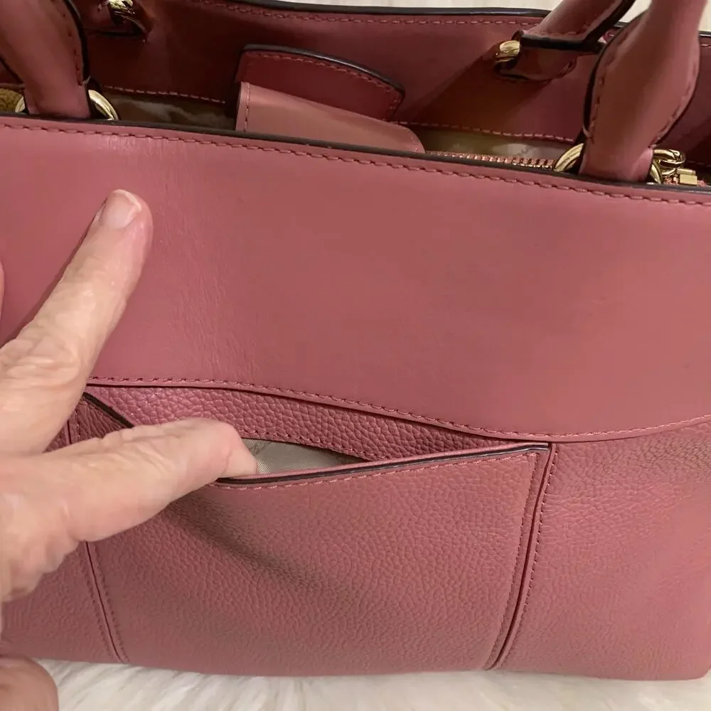 MICHAEL KORS Soft Pink Large Leather GRAMERCY Padlock Satchel
